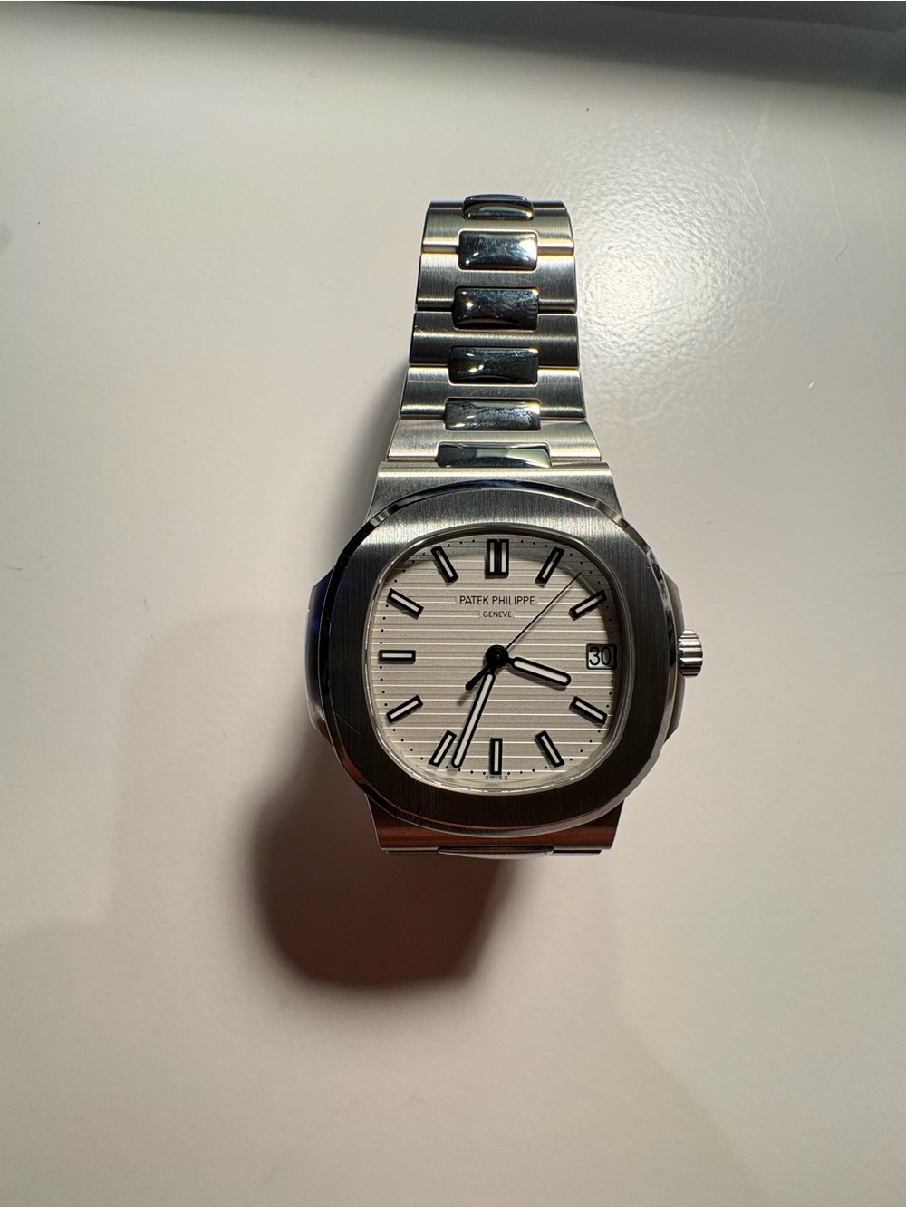Patek Philippe Silver and White Stainless Steel Nautilus (Copy best rep)